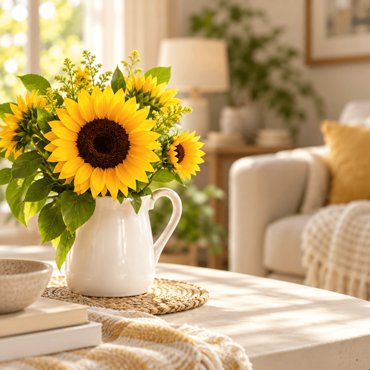 Sunflowers in a welcoming home